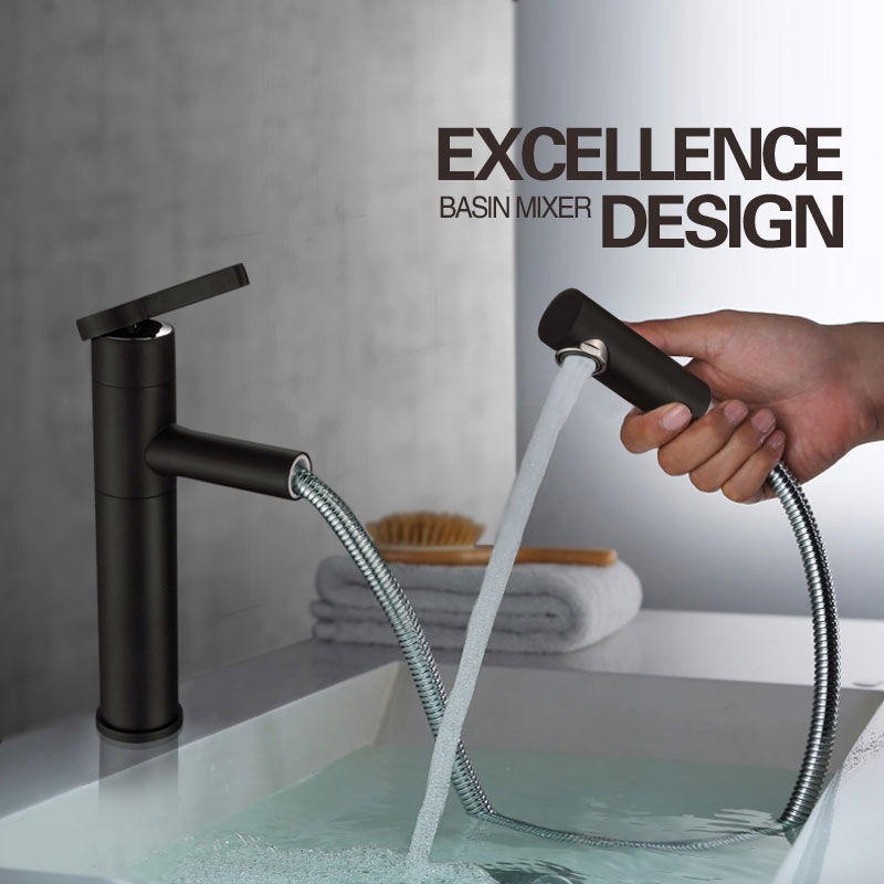 Pull pull tap cold and hot copper household toilet wash handwash basin rotating faucet 360 rotate