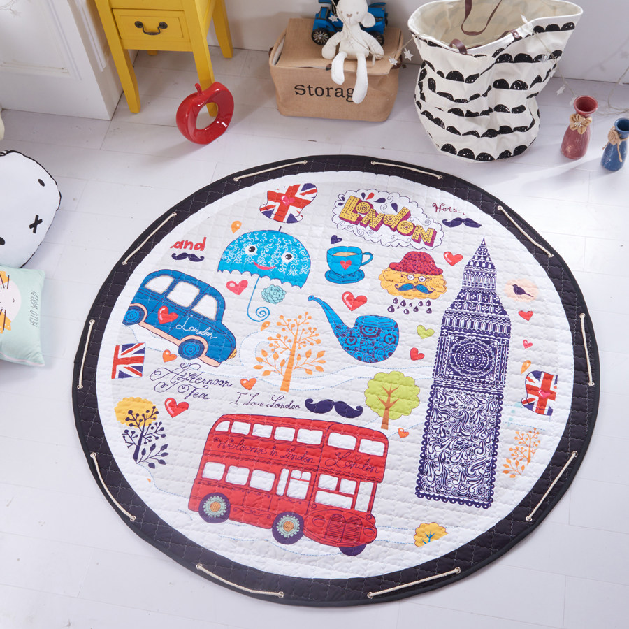 Cartoon Cute Children's Room Round Carpet Living Room Rug Bedroom Bedside Thickened Mat Hanging Basket Computer Chair Ground Mat