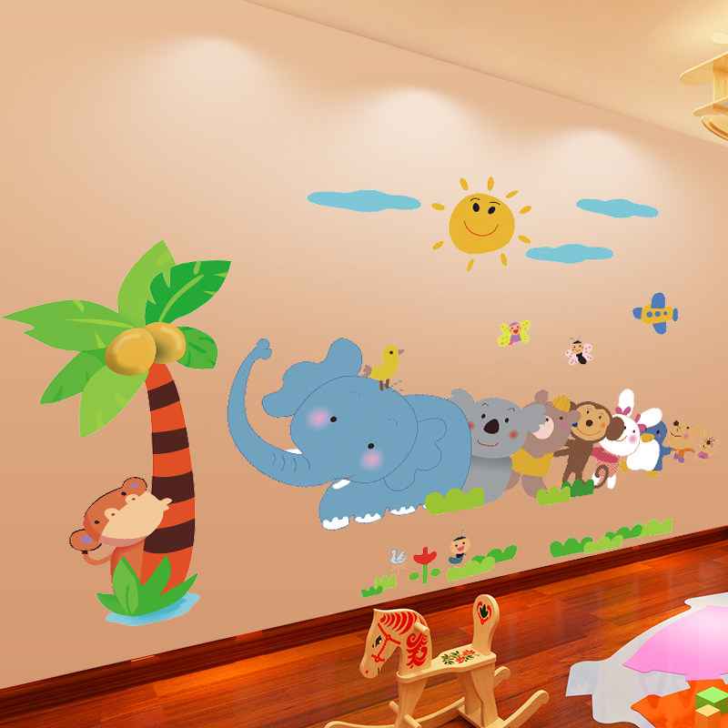 [USD 6.49] School kindergarten class classroom decoration glass wall