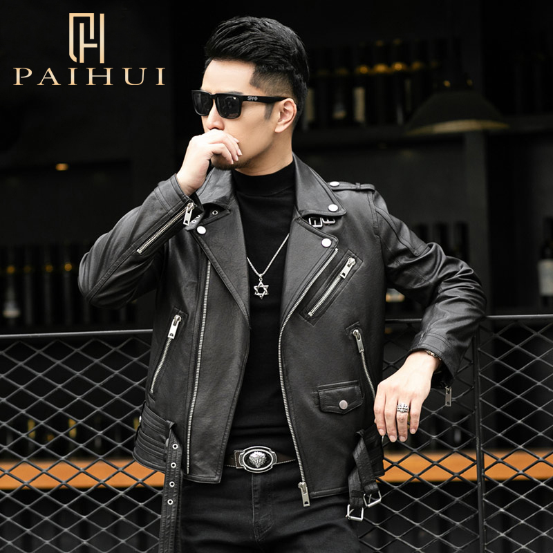 Spring and Autumn Style Haining Genuine Leather Jacket for Men, Sheepskin Harley Motorcycle Korean Style Slim Fit Handsome Short Leather Jacket Coat Spring and Autumn Style Haining Genuine Leather Jacket for Men, Sheepskin Harley Motorcycle Korean Style Slim Fit Handsome Short Leather Jacket Coat