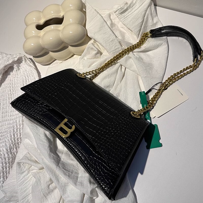 Canson Kоck Hourglass Bag for Women 2026 New Fashion High-End Crocodile Pattern Genuine Leather Shoulder Crossbody Bag