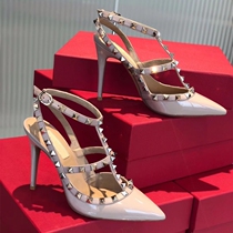 Leather patent leather high heel series with source label