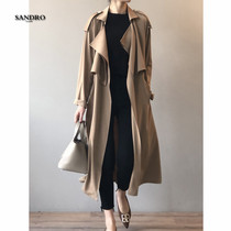 Japanese light luxury British style long trench coat coat women khaki folding collar drop feeling belt thin temperament coat