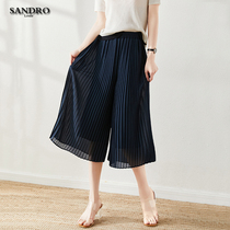 Light luxury Japanese fashion draped pleated skirt women elastic waist loose casual Capri pants thin and versatile wide leg pants women
