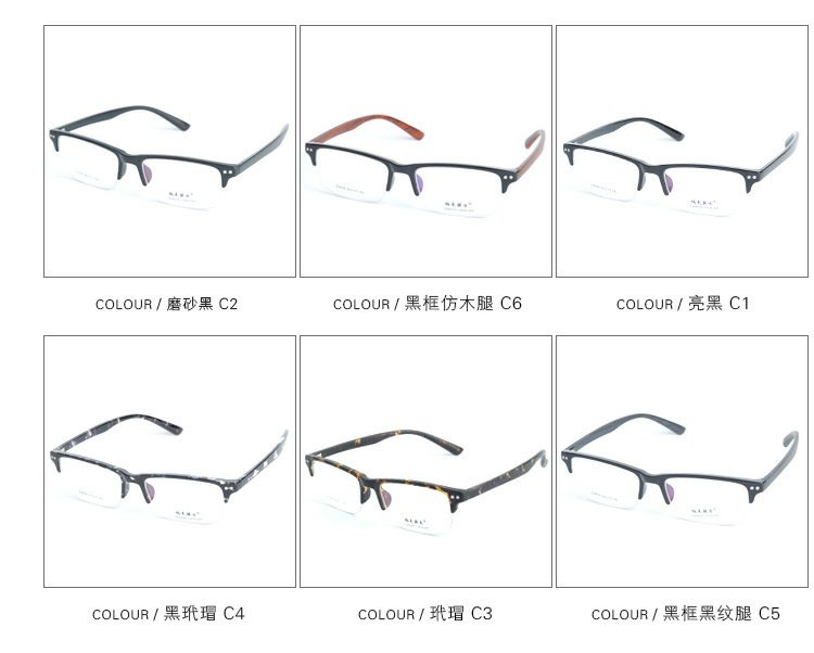 Kính thời trang nửa khung TR90 mới dành cho nam và nữ sinh viên với kính thành phẩm 100-800 độ kính không độ