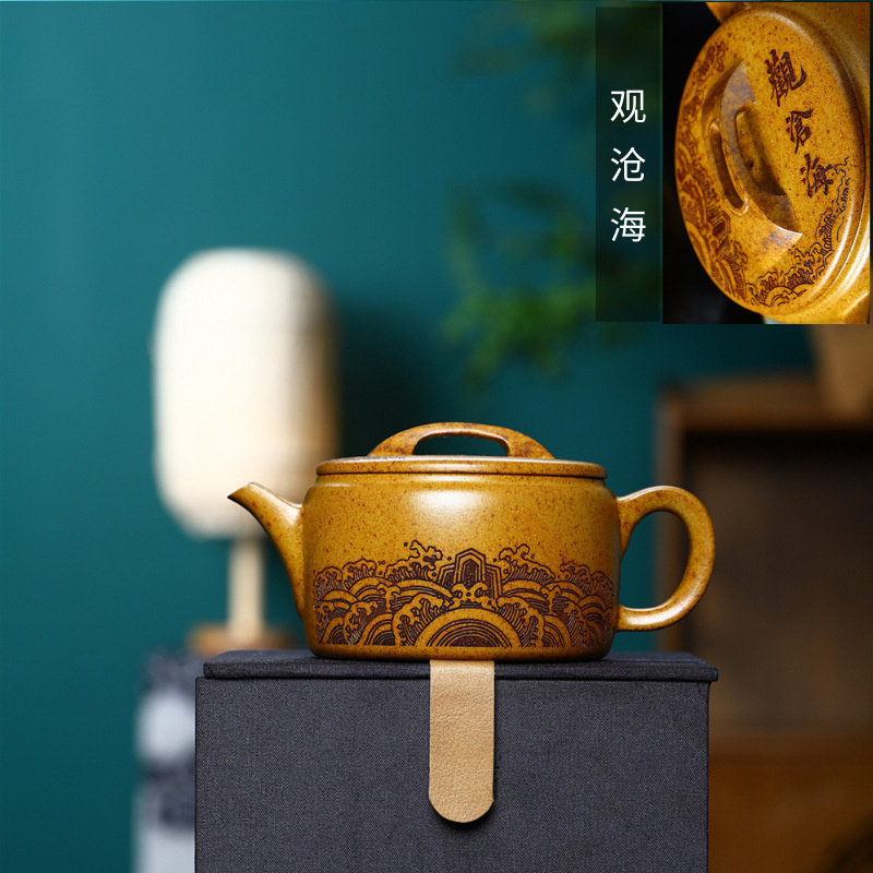 View of the sea Hanwa kettle Yixing Purple Sand Pot Original Mine High Temperature Section Clay Firewood Burning Large tea Kettle Kung Fu Tea Furniture for Home-Taobao