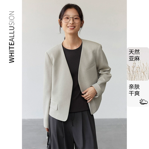 Короткий костюм, летний дизайнерский пиджак классического кроя, подходит для подростков, тренд сезона, яркий броский стиль, V-образный вырез, изысканный стиль