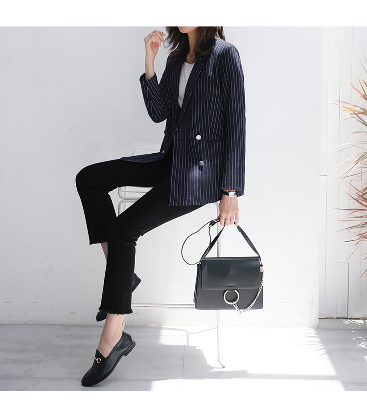 Áo vét sọc nữ 2019 xuân hè mới Hàn Quốc phiên bản mỏng của Anh gió ngắn thời trang giản dị áo blazer nữ đẹp