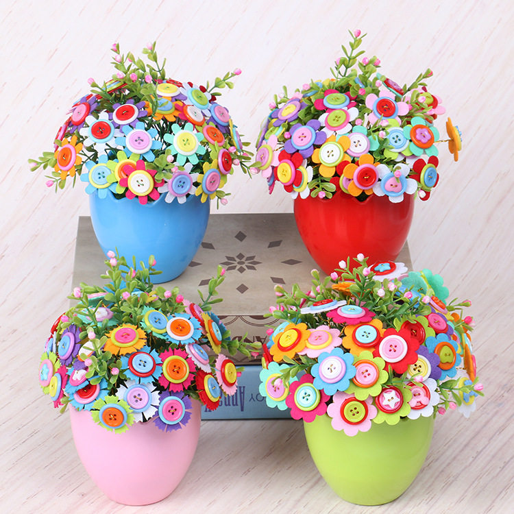 Teacher's Day diy button flower pot making Children's handmade non-woven creative material package Carnation handmade bouquet