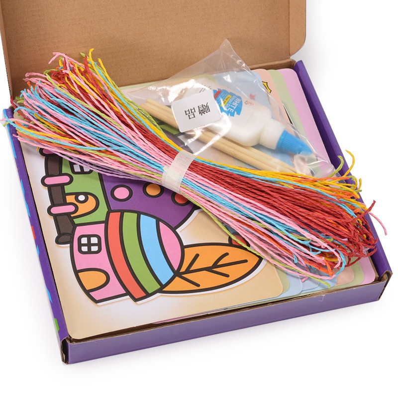 YOUNG CHILDREN ART PAPER ROPE PAINTING DIY HANDMADE COLLAGE MAKING ROPE PAINTING MATERIAL BAG TOY SETS