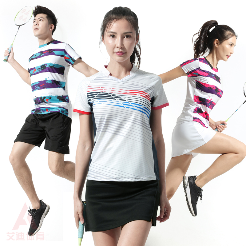 Badminton suit 2020 new short sleeve air breathable speed dry table tennis clothes customized for men and women sports match clothes