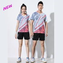2021 new badminton suit suit short-sleeved sportswear mens and womens quick-drying air table tennis uniform printing