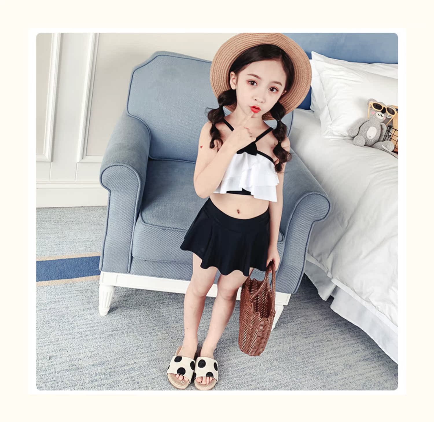 Đồ bơi trẻ em Cô gái Cô gái Đồ bơi Nhỏ và vừa Trẻ em Đồ bơi bé gái Chia áo tắm Công chúa Váy Hàn Quốc Dễ thương Ins - Bộ đồ bơi của Kid đồ bơi nàng tiên cá cho be gái
