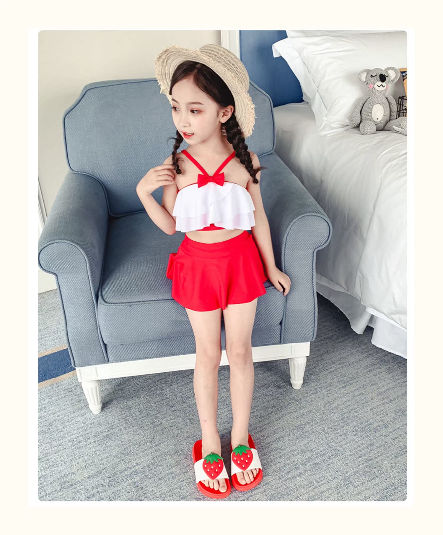 Đồ bơi trẻ em Cô gái Cô gái Đồ bơi Nhỏ và vừa Trẻ em Đồ bơi bé gái Chia áo tắm Công chúa Váy Hàn Quốc Dễ thương Ins - Bộ đồ bơi của Kid đồ bơi nàng tiên cá cho be gái