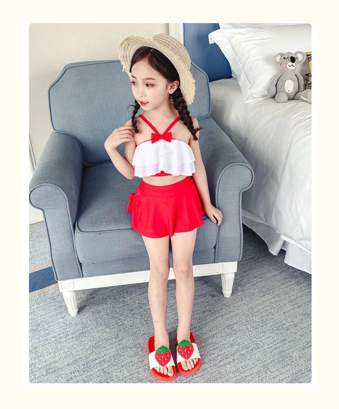 Đồ bơi trẻ em Cô gái Cô gái Đồ bơi Nhỏ và vừa Trẻ em Đồ bơi bé gái Chia áo tắm Công chúa Váy Hàn Quốc Dễ thương Ins - Bộ đồ bơi của Kid