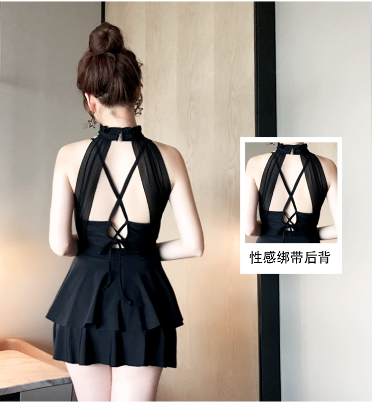 Bạn bơi áo tắm bảo thủ bụng nhỏ ngực nhỏ đã gầy gò thép tấm một mảnh kiểu váy boxer gợi cảm nóng bỏng - Bộ đồ bơi One Piece đồ bơi liền thân váy