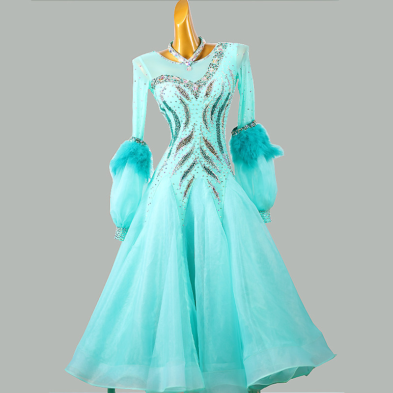 Morden dance competition skirts new big swing national standard dance dress with dress ballroom dance performance interplay waltz skirt-Taobao