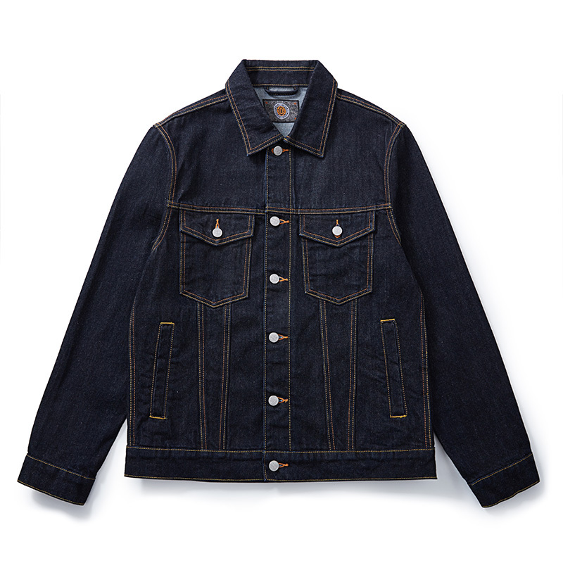 High-End Selvedge Denim Raw Color Denim Jacket Men's Trendy Workwear Jacket Loose Fit Cool Lapel Casual Clothing
