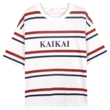 Винтагетанг Американский ретро-белый контрастный контрастный полосатый полосатый футболка с коротки