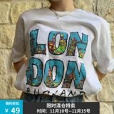 Tide, ретро белая небольшая дизайнерская футболка, в американском стиле, тренд сезона, короткий рукав