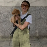 Ретро зеленый японский джинсовый комбинезон, штаны, свободный крой