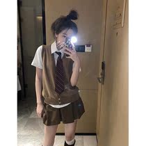 2022 New College Wind Suit Women Majealure School Wear Shirt Horse Chia Short Skirt Three Sets Jk Uniform Summer