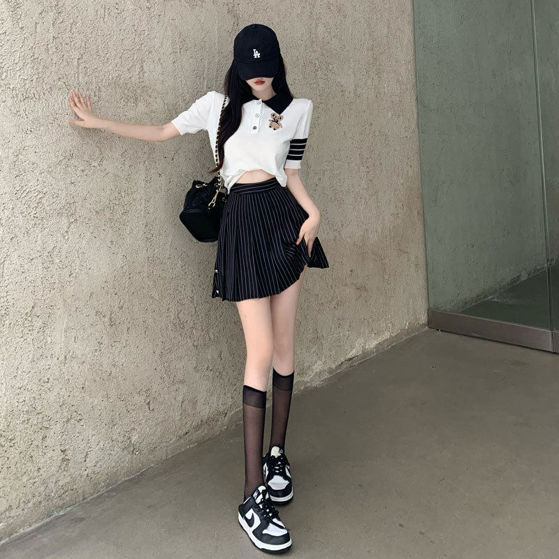 majealure salt can be salt sweetened with summer fashion little fragrant wind casual college wind jk plexigo skirts two sets