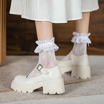 2022 New Jk Shoes Day Ensemble Thick Heel White Majealure Retro High Heel Shoes Thick Leather Shoes Woman Single Shoes