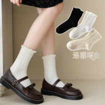 majealure white jk socks female midbarrel socks ins Chains Shot summer thin Japanese leather shoes Lolita Long Sox