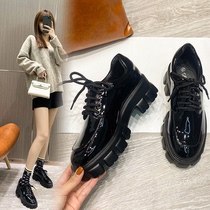 maje allure new Inren wind black small leather shoes womens day system jk shoes summer thick bottom round single shoe tide