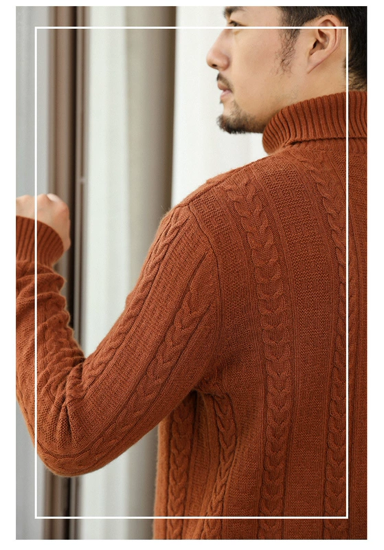 2019 áo len cashmere mới cho nam áo dày đáy quần áo len nam màu rắn mùa thu và mùa đông bảo hiểm cao cổ áo khoác nam - Áo len Cashmere