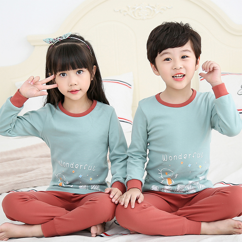 Trẻ em bông lót childrens mùa thu quần quần áo mùa thu thiết chàng trai trung niên trẻ em mùa thu cô gái mỏng pajama bông áo len.