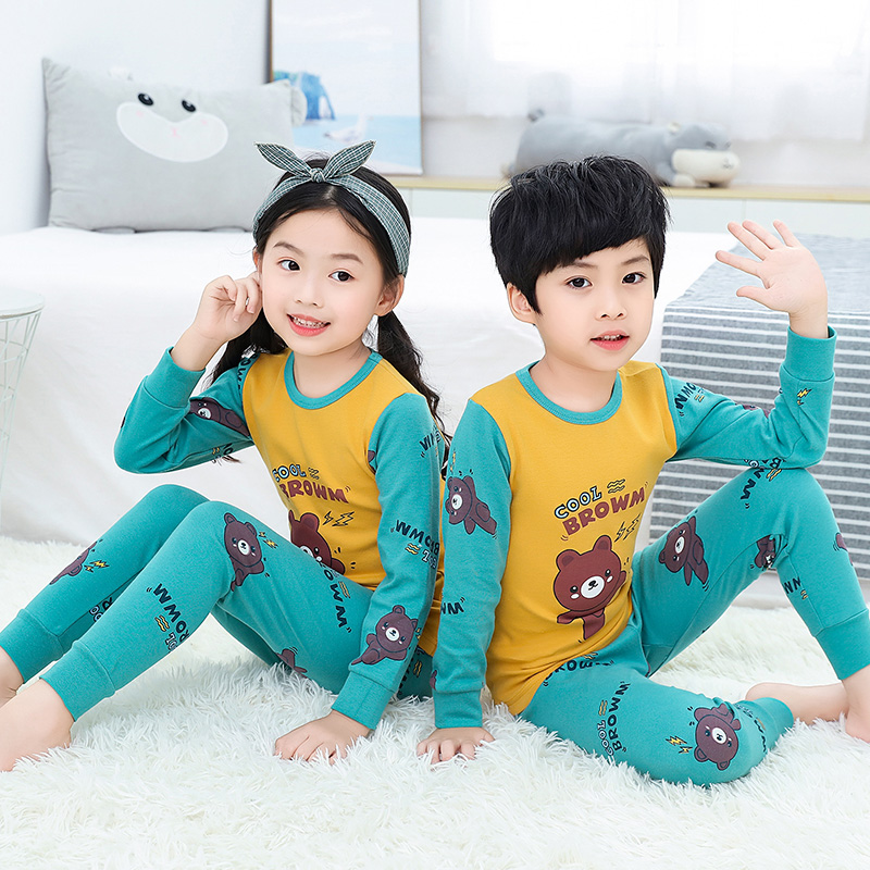 Trẻ em bông lót childrens mùa thu quần quần áo mùa thu thiết chàng trai trung niên trẻ em mùa thu cô gái mỏng pajama bông áo len.