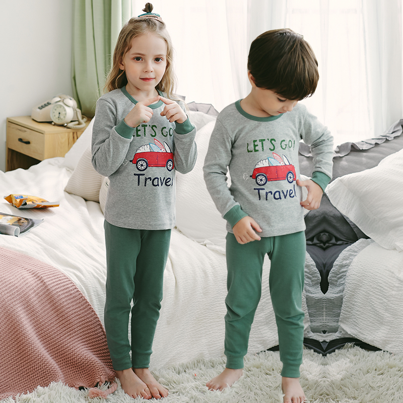 Trẻ em bông lót childrens mùa thu quần quần áo mùa thu thiết chàng trai trung niên trẻ em mùa thu cô gái mỏng pajama bông áo len.