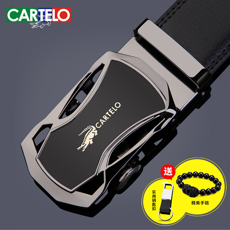 Carcodile Crocodile Leather Strap Man Genuine Leather Automatic Buckle Youth Fashion Business Pure Bull Leather Belt Korean Version Pants With Tide