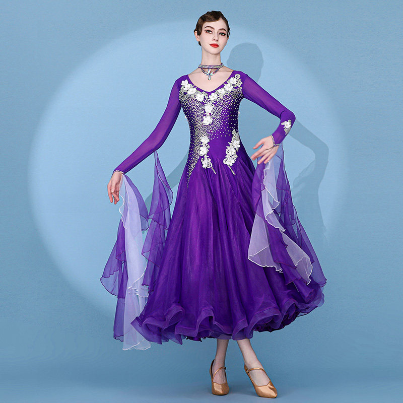 Timeless Garden High Order Morden Dance Dress S7091 National Mark Dance Competition Performance Clothing Waltz Dress-Taobao