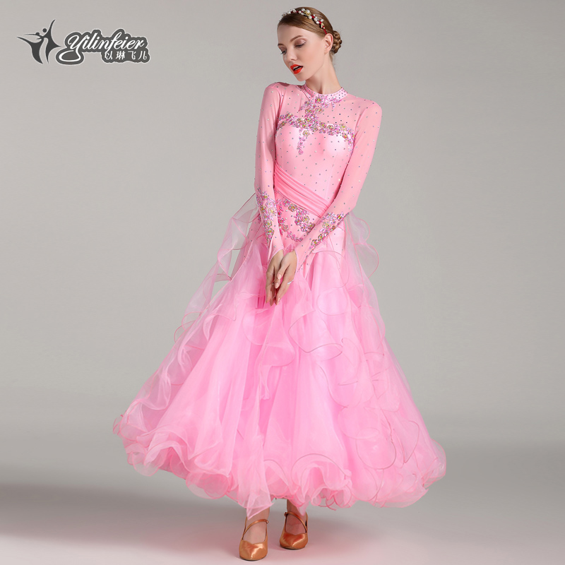 With Lin Fei'er modern dance skirt national standard dance costume S7002 ballroom dance dress dress waltz performance costume