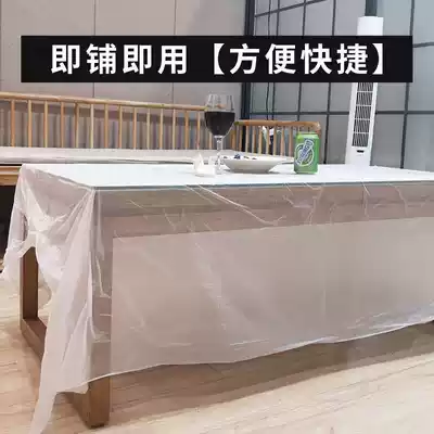 Thickened disposable tablecloth household rectangular plastic film transparent red and white round table cloth wedding hotel