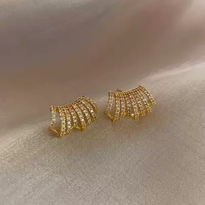 Sturbolea niche senior sense full diamond ear needle female 2021 new earrings fashion temperament silver needle ear ornaments