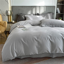 High-grade ultra-simple style 100 long-staple cotton polished pure color four-piece set autumn and winter cotton warm sheets bedding