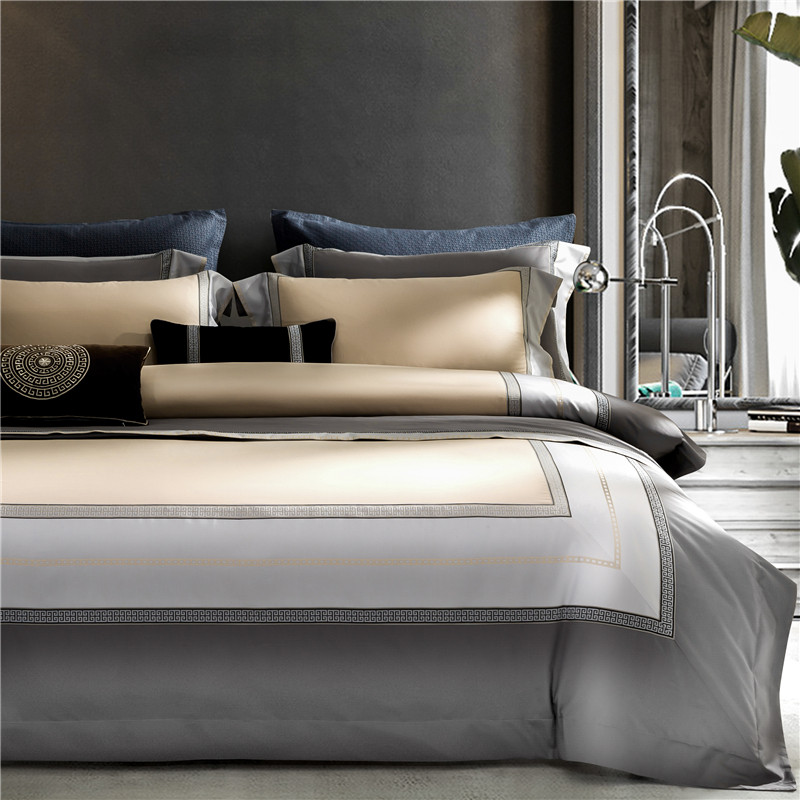 Luxurious Italy imports 160 horse cotton four pieces upscale European style mercerized full cotton jacquard bed bedding