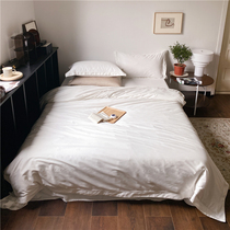 Nordic style 140 cotton tribute satin jacquard four-piece cotton 100 Xinjiang long-staple cotton light luxury bedding White