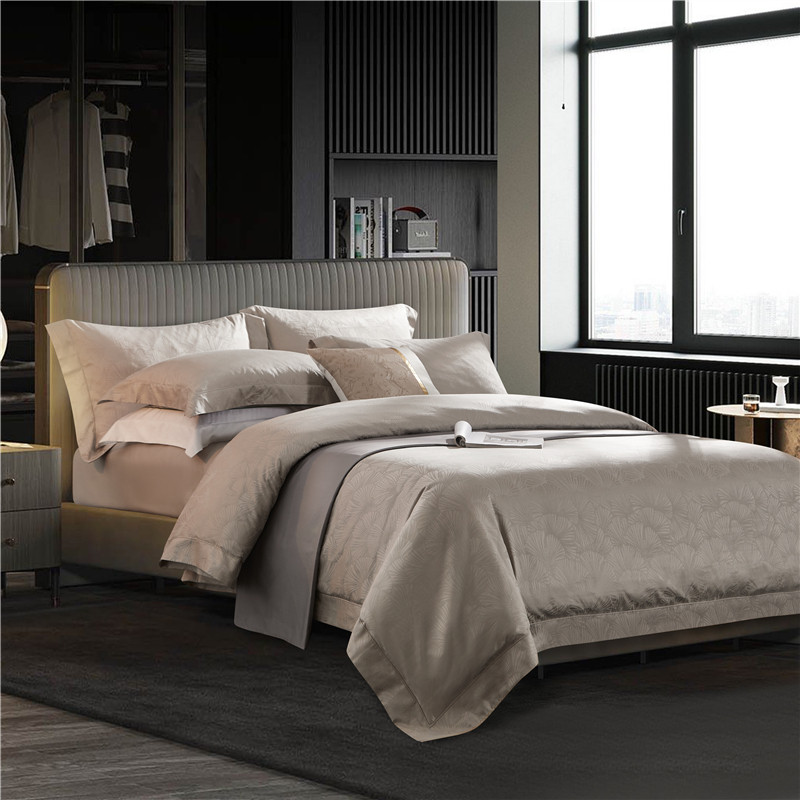 Luxurious import of 140 double strands Egyptian long suede cotton four pieces of pure cotton Bodhi leaf jacquard quilt cover bedding