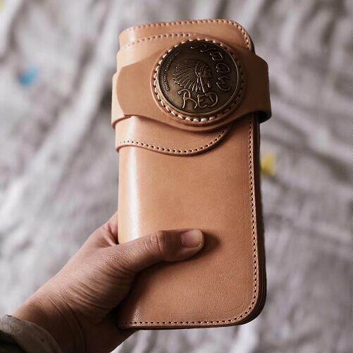 Japanese direct mail REDMOON Red Moon PR-HW02-GM leather bull skin men's large Indian button wallet
