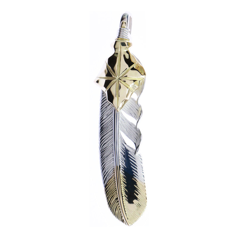 Official agent GOD SUNS handmade retro 950 silver jewelry first gold Yajiri arrow cluster feather necklace pendant for men and women