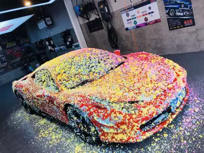 Colorful foam rainbow colorful car wash wax seven color shampoo pink yellow green foam dazzling color