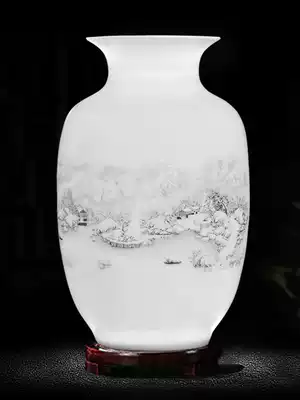 Jingdezhen ceramic small vase home living room flower arrangement new Chinese ornaments blue and white porcelain dry flower decoration process