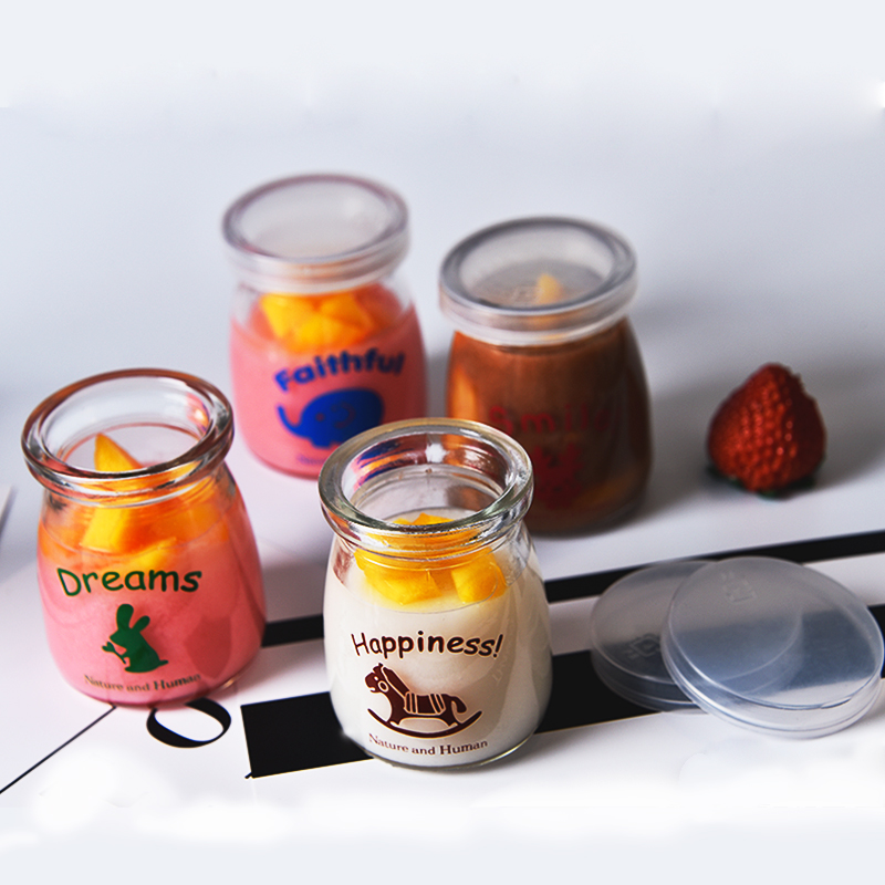 100ml glass pudding cup high temperature jelly cup with lid yogurt cups mousse cup dessert bottle variety