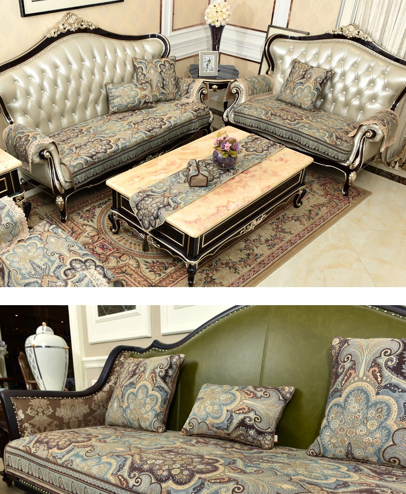 Đệm sofa phong cách châu Âu cao cấp Mỹ nhẹ sang trọng bốn mùa kết hợp vải phổ biến đệm da chống trượt tùy chỉnh - Ghế đệm / đệm Sofa đệm lót ghế văn phòng