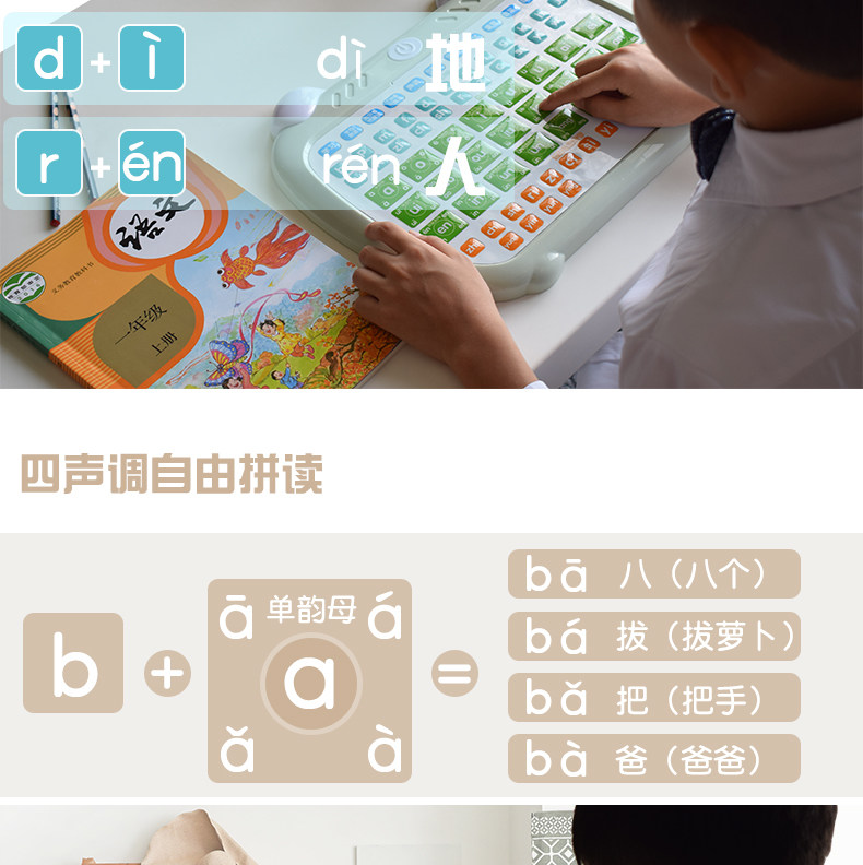 Детские обучающие компьютеры, электронные плакаты 汉语拼音字母表一年级学拼音拼读训练神器同步教材有声发声学习机 Play the world